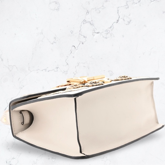 Gucci Calfskin Animal Studs Mini Sylvie Top Handle Bag White - Picture 3 of 10